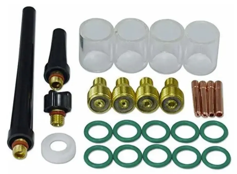 Kit de lente de gas, porta cerámica y copa de Pyrex #10 para antorcha TIG DB SR WP 9 y 20