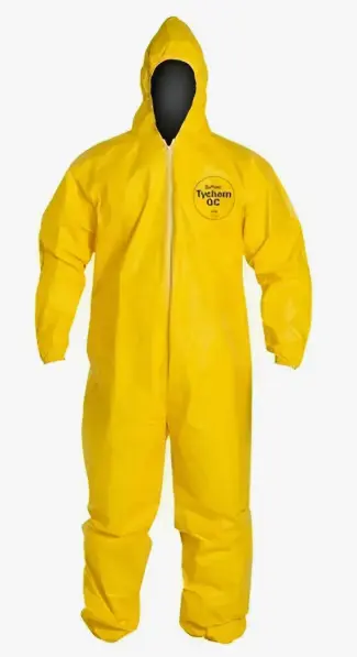 overol dupont 1272 color amarillo contra salpicaduras de químicos talla XL 