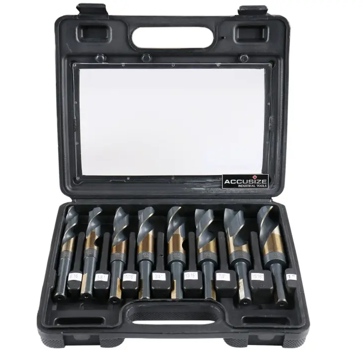 8-PIECE M35 (HSS + 5% COBALT) DRILL BIT SET, 1/2" SHANK, 9/16" TO 1", ACCUSIZE