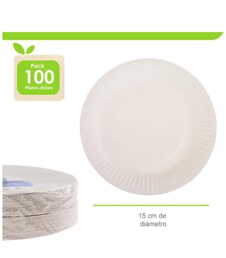 [12052026113112] plato de carton #3 color blanco, 100 platos