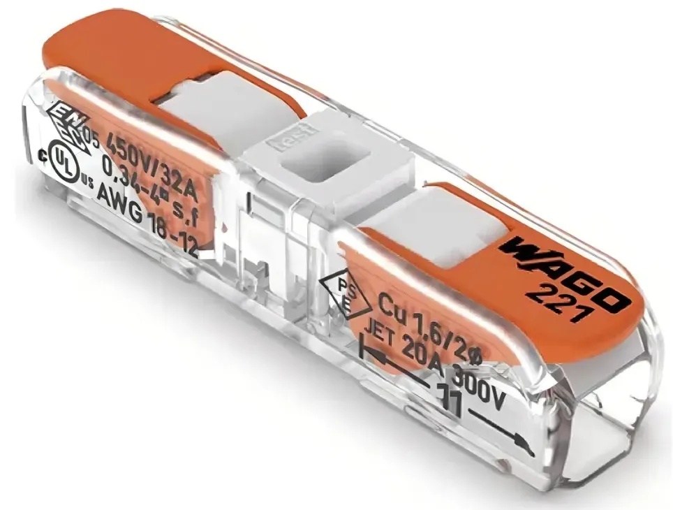 Wago 221-2401 Inline Splicing Connector - 10 Pieces, Orange