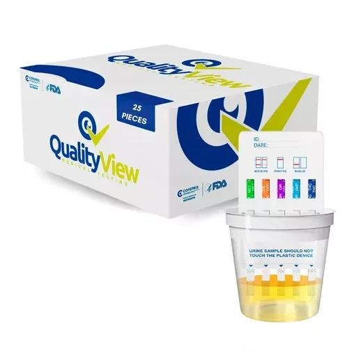 [180526122501] Prueba rápida de antidoping en orina (Panel de 5 elementos), QUALITY VIEW, Panel de 5 drogas, Caja con 25 pruebas.