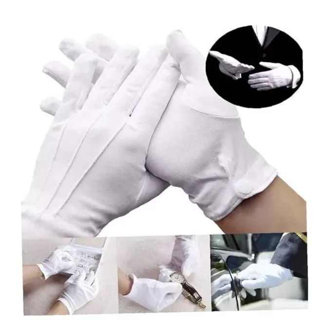 [250526034430] White Cotton Gloves,  for Escort, Waiter, Chambelan