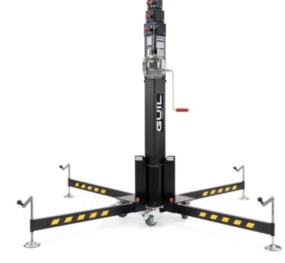 torre de elevación telescópica de carga superior base con ruedas con freno