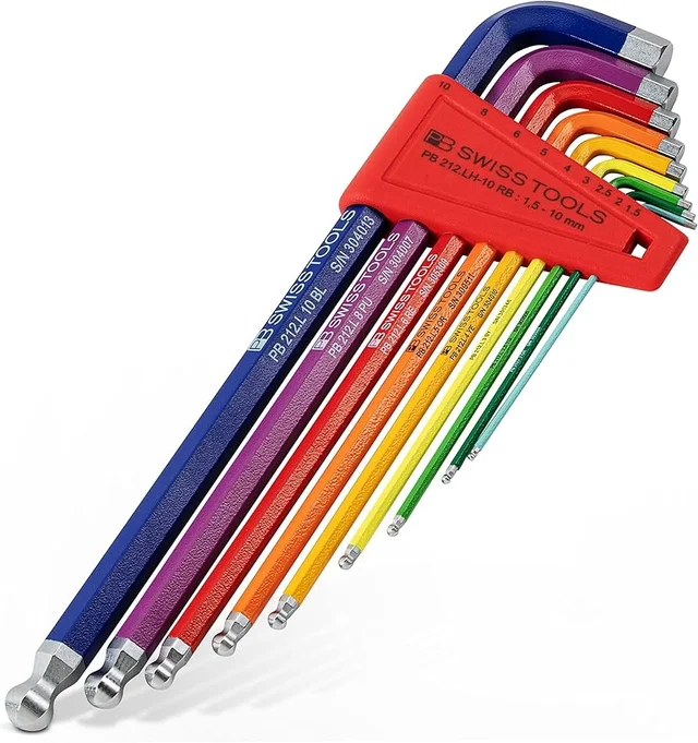[PB 212.LH-10 RB] Juego De Llaves Allen Con Punta De Bola, PB SWISS TOOLS, PB 212.LH-10 RB, 9 piezas
