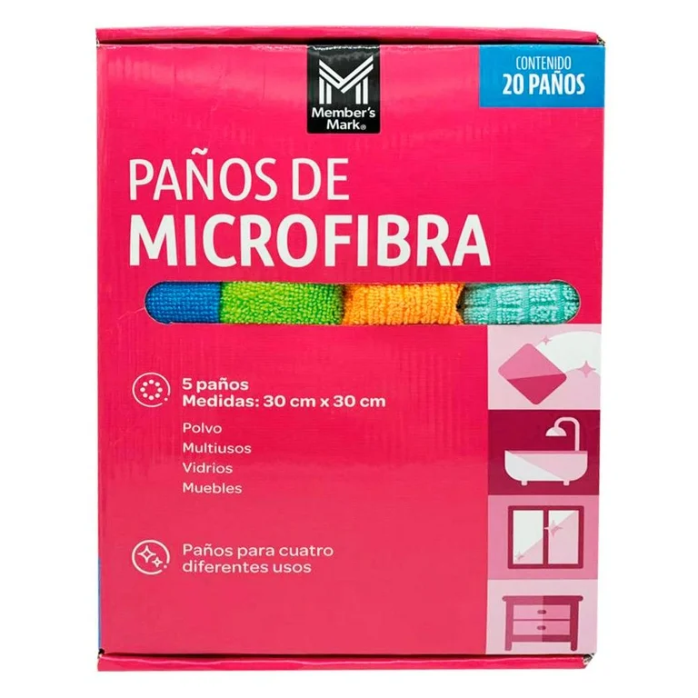 Set Paños de Microfibra, Member's Mark, Multiusos 20 pzas