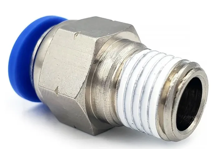 [080626043401] Juego de conectores neumáticos rectos, Rosca 1/4" NPT x Conexión rápida para manguera de 3/8"