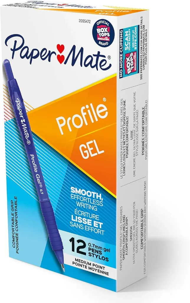 Bolígrafo de gel azul retráctil, Paper Mate, ,  InkJoy, 0.7 mm, 12 pz