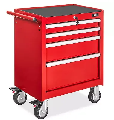 Carro De Herramientas, Uline, H-8945R, 4 Cajones Rojo