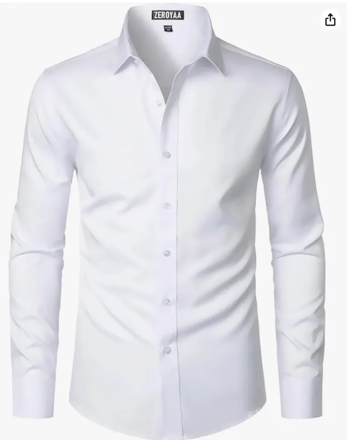 Camisa De Vestir, ZEROYAA, Talla 42, Caballero 95% Poliester y 5% Elastan