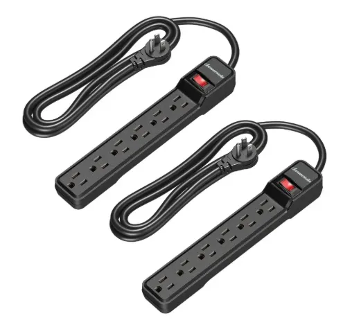 Regleta Multicontacto 6 Tomas, 125V/13A 1.8m , 2 Pcs