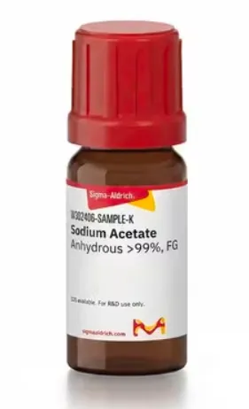 Acetato de sodio anhidro CH3COONa, Marca JT Baker o Sigma-Aldrich