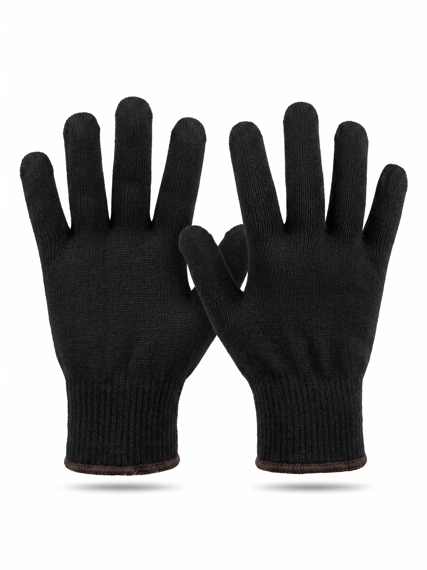 Work Gloves Seamless Black Polyester Knit Elastic Cuff.