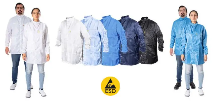 Bata Antiestatica ESD Poliester Antiestatic BA03ML Color Azul Talla Mediana