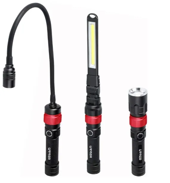 Juego de Linternas Urrea JLI6 con Cabezas Intercambiables de LED Recargables