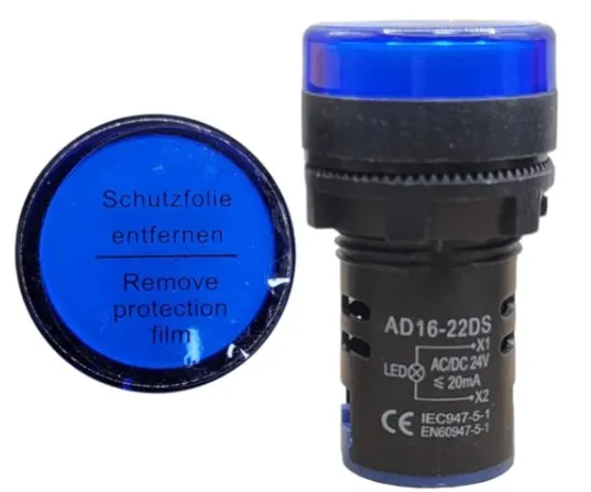 Lampara Indicadora Luz Led Piloto 22mm 24V AD16-22DS (Blue) Tecneu