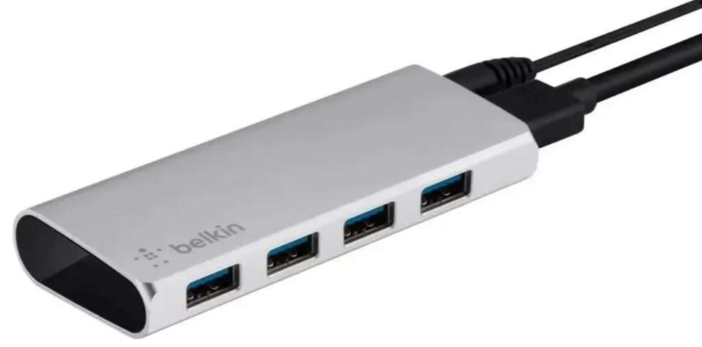 Hub de 4 Puertos USB 3.0 y Cable USB-C, Belkin, F4U073YTAPL