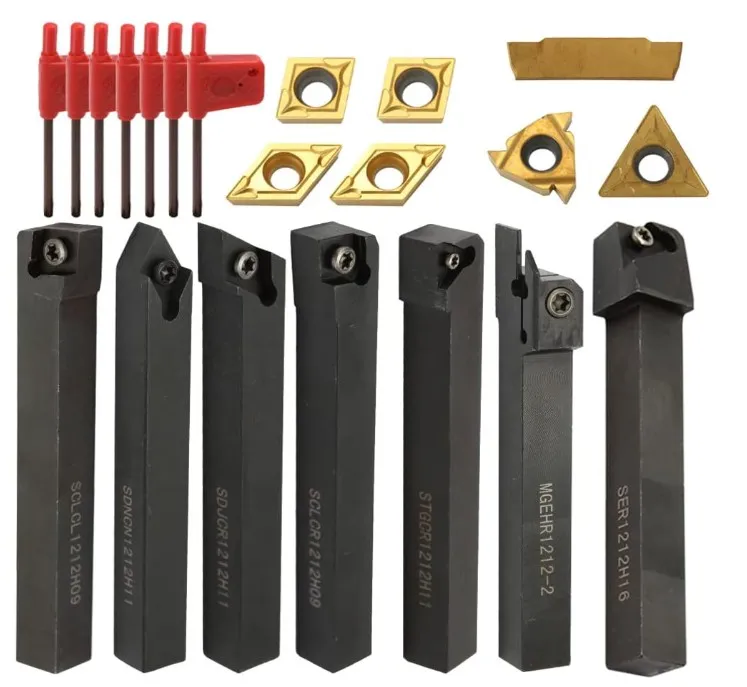 Juego de herramientas de torno porta insertos de carburo 21 pzas, negro