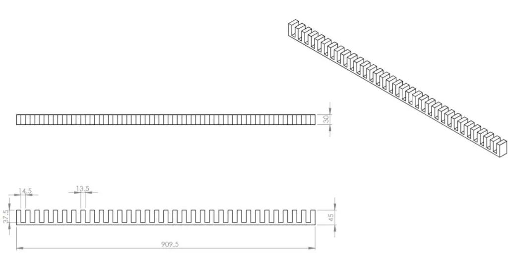 Peines de Eva 40° 3 cm (Ancho) x 90.95 cm (Largo) x 45 mm (Alto)