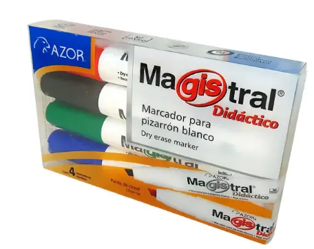 [835426012026] Marcadores, Azor, Pizarrón Blanco, 6mm, Magistral Didáctico,  SURTIDO CON 4 pz.