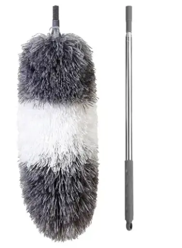 [B0DFSB4V3D] Timotech Plumero de Limpieza Telescópico de Microfibra, Plumero para Polvo Extensible hasta 254 cm, Resistente a los Arañazos, Barra de Acero Inoxidable, Cabezal Flexible Desmontable y Lavable.