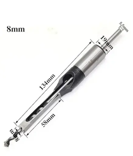 [140126044830] Brocas helicoidales HSS, juego de herramientas de perforación para carpintería, juego de taladro de cincel de mortajar de barrena cuadrada, sierra extendida de agujero cuadrado de 6,0mm ~ 16mm,8 mm