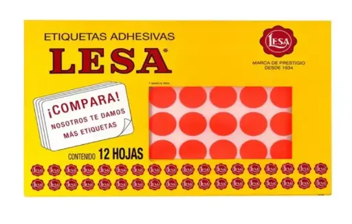 [LESA2-509RO] ETIQUETA, Marca Lesa #9 20 mm ROJA 12 HOJAS CON 60 - 2-509RO.
