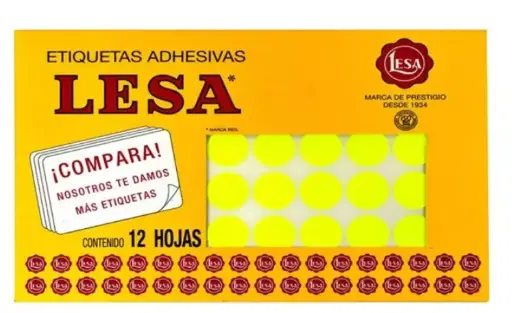 [LESA2-509AM] ETIQUETA, Marca Lesa, #9 20 mm AMARILLA 12 HOJAS CON 60 - 2-509AM