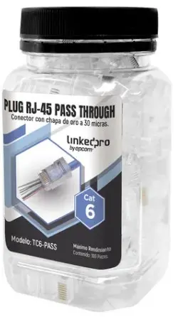[TC6-PASS] Conector RJ-45,  LinkedPRO, TC6-PASS, Cat6, 100 Piezas