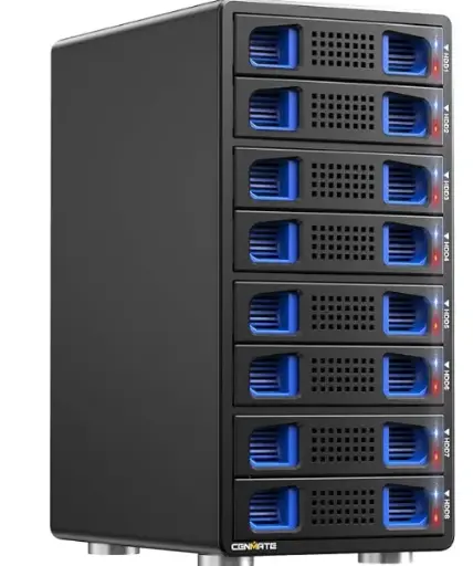 [160220260340] Caja de disco duro SATA de 8 bahías con ventilador de refrigeración para HDD/SSD de 2.5/3.5 pulgadas con cable USB A/C 3.0, carcasa de disco duro de 3.5 soporta capacidad de 160 TB, carcasa.