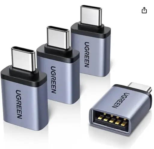 [170220261113] Adaptador UGREEN USB C Macho a USB 3.0 Hembra (4 Unidades), Adaptador OTG C Compatible con MacBook Pro, iPad, Edge, iPhone 17 Pro MAX y Más Dispositivos Tipo C, Thunderbolt 3 4, Gris.