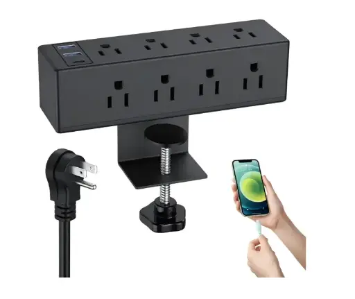 [08]  abrazadera de escritorio power strip con puerto usb 