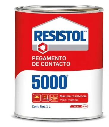 [1003020261142] Resistol 5000, pegamento para armado, bricolaje, laminado, enchapado y ensamble, adhesivo de fuerte agarre para madera, fieltro, cuero, metal, etc, 1x1lt.