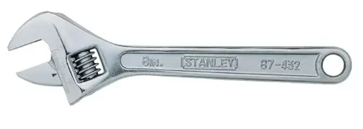 [190320260451] Llave ajustable STANLEY , 8" (200 mm), cromada, mandíbula ajustable, escala láser SAE y mm, acabado anticorrosión (87-432LA).