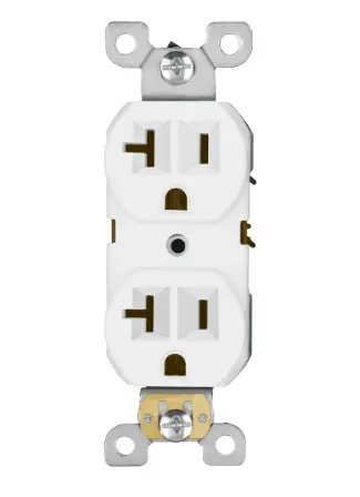 [47721] 20A White Duplex Receptacle, 2-Pole 3-Wire, Standard