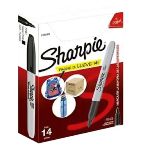 [2102504] Sharpie Marcador Permanente, Punto Fino, Negro, 12 Piezas